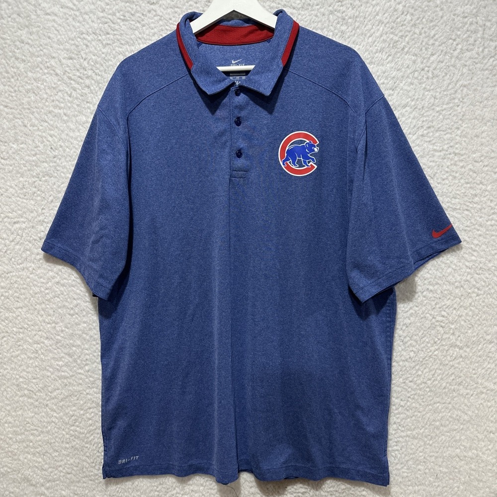 Nike Dri-Fit Men's Sz 2XL Chicago Cubs MLB Authentic Performance Golf Polo Shirt